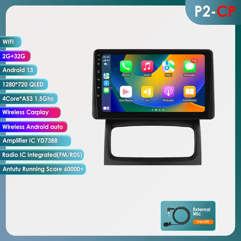 Hizpo-Autoradio Android, Navigation GPS, CarPlay, Stéréo, Unité principale, RDS, 4G, Limitation de l'autoradio, 2 Din, Renault Clio 2, 2000 - 2012