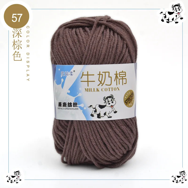 Fil à tricoter en coton au lait, 5 brins, 50g, pour bricolage de sacs de poupée, fil, écharpe, chaussettes