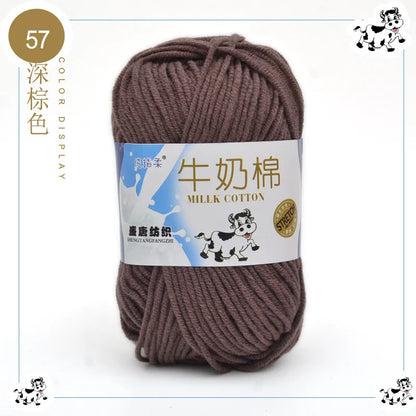 Fil à tricoter en coton au lait, 5 brins, 50g, pour bricolage de sacs de poupée, fil, écharpe, chaussettes
