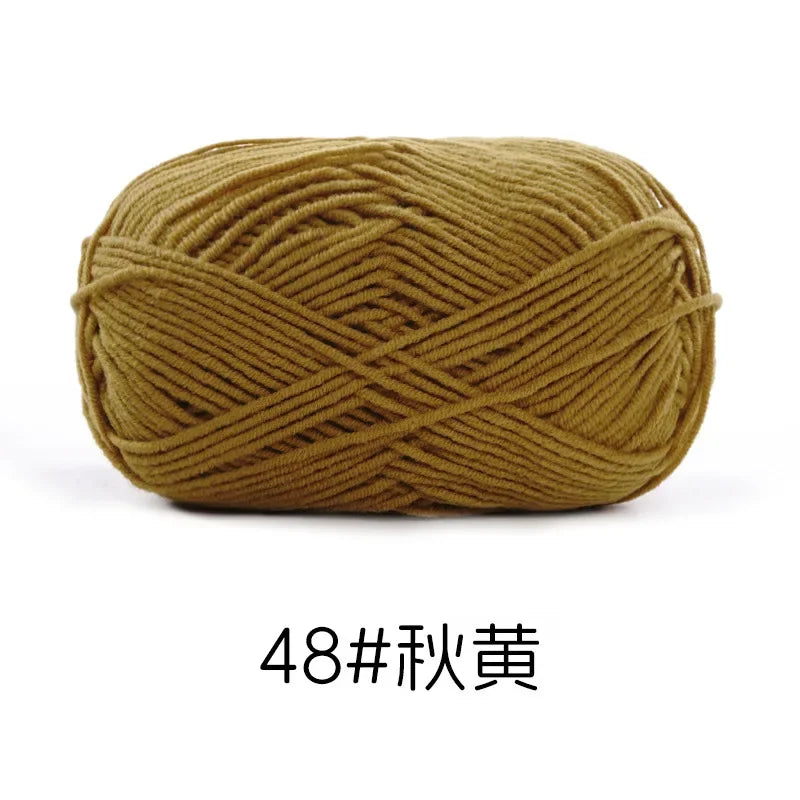 Pelote de Fil de Coton de Lait Peigné à 4 Brins, Laine Douce pour Crocheter et Tisser à la Main, 50g Chacun. 120M)
