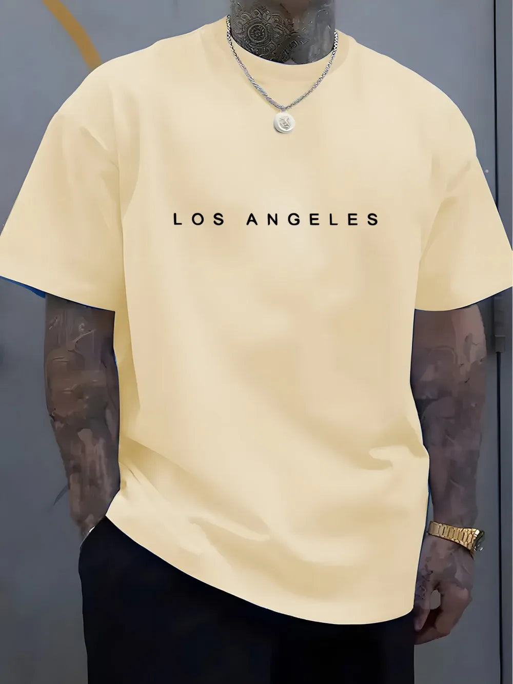 T-shirt pour homme en coton 100% - Tendance de la mode - Col rond - T-shirt à manches courtes polyvalent - T-shirt respirant pour la mode de plein air