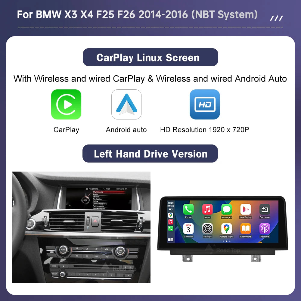 Écran tactile multimédia Ultra fin de 12.3 pouces, pour BMW X3 F25 X4 F26 2011 – 2022, affichage Carplay sans fil, lecteur d'autoradio Android Auto