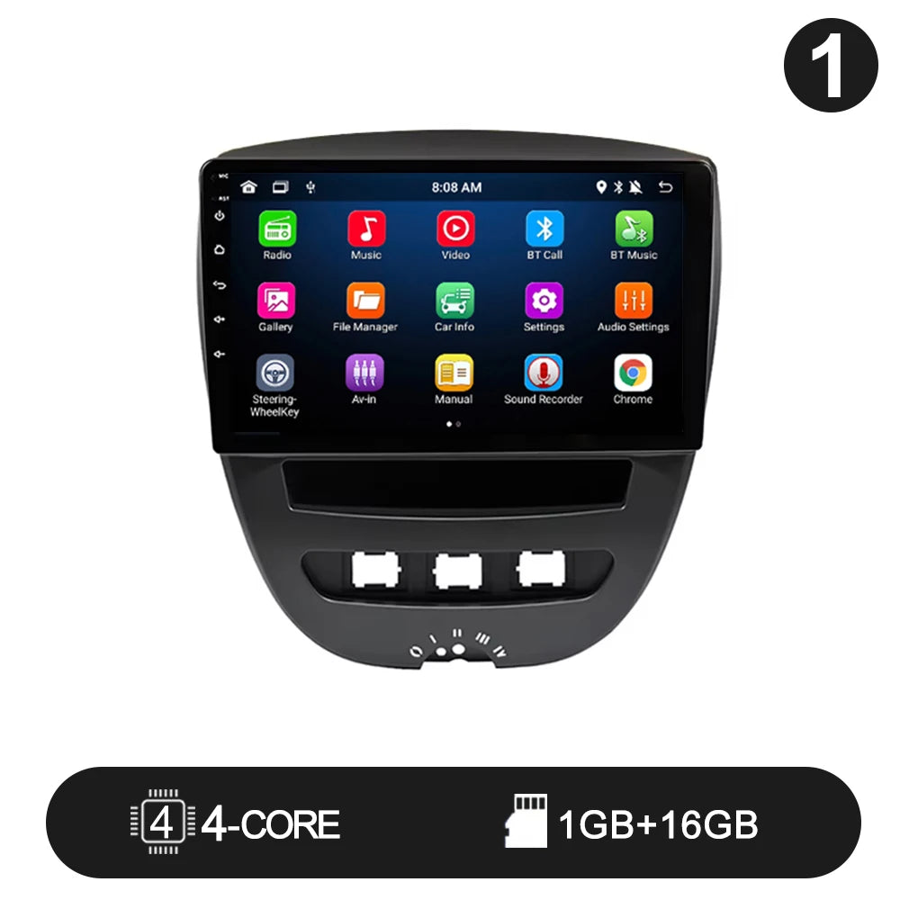 LEHX-Autoradio L6 Pro, Android 14, 2 Din, Stéréo, CarPlay, Limitation de Courant, GPS, pour Voiture KIT 107, Toyota Aygo, Cristaux en C1 (2005-2014)