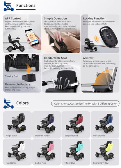 Fauteuil roulant électrique auto-équilibré de conception brevetée automatique pour fauteuil roulant électrique de position de hauteur de siège réglable de sécurité de rembourrage