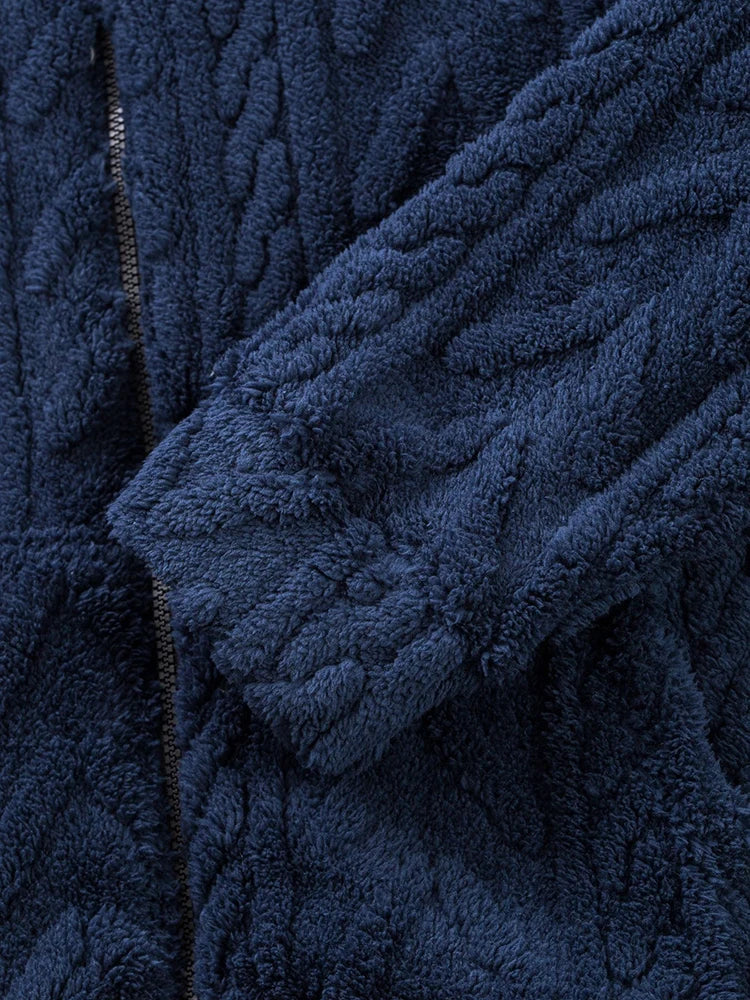 Sweat à capuche en polaire pour homme, vêtements de loisirs quotidiens, mode printemps 2026, couleur unie, veste à capuche en fourrure, cardigan décontracté en tricot ample pour homme