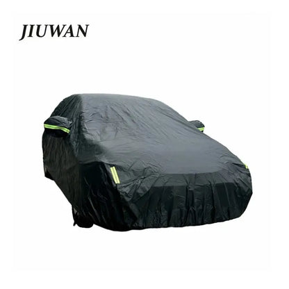 Juste de voiture noire extérieure complète, pare-soleil automatique, protection anti-poussière avec bandes de coulée, universelle pour URA, berline arrière, SUV