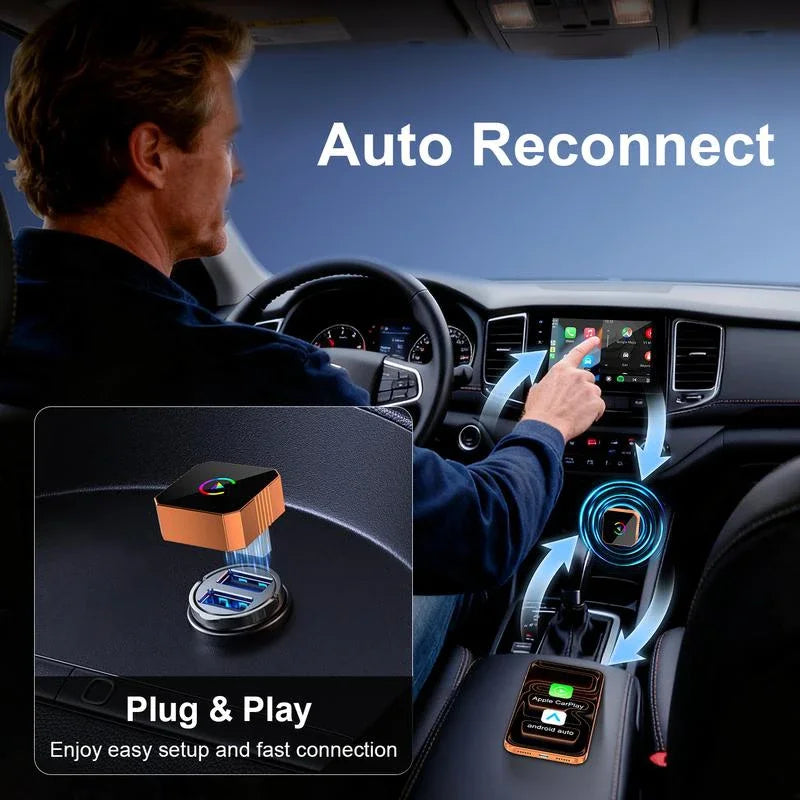 Adaptateur sans fil CarPlay Android Auto Pro3.0 2 en 1 Boîte d'infodivertissement automobile 2026 Nouveau Plug & Play Connexion rapide automatique