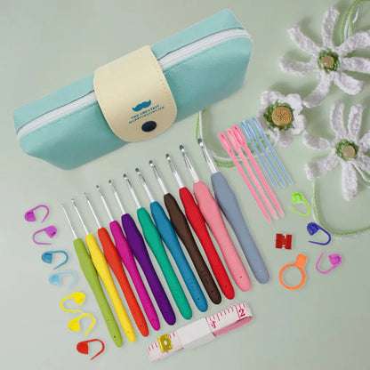 Ensemble de crochets en fil Ogo Grossier avec étui, poignée ergonomique, kit de 11 crochets colorés pour la colonne vertébrale, cadeaux de grand-mère