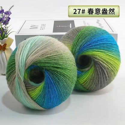 Fil de laine arc-en-ciel 200 g/ensemble, pour tricoter, châles, écharpes, pulls, vestes, chapeaux, bricolage, fil de teinture à Segment doux et confortable