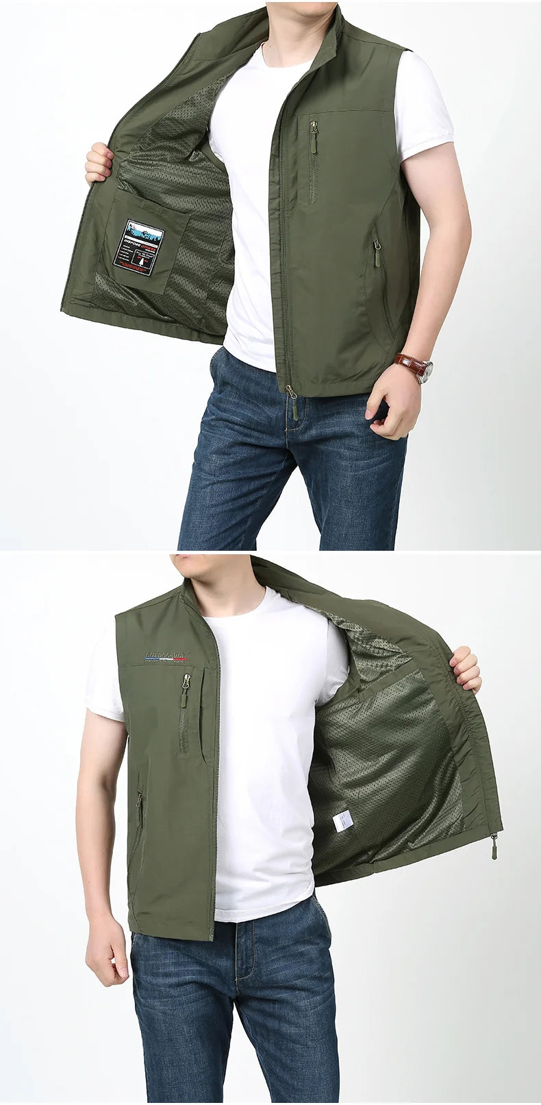 Grande taille hommes été en plein air randonnée gilet tactique multi-poches léger coque souple utilitaire voyage Safari Cargo gilet hommes
