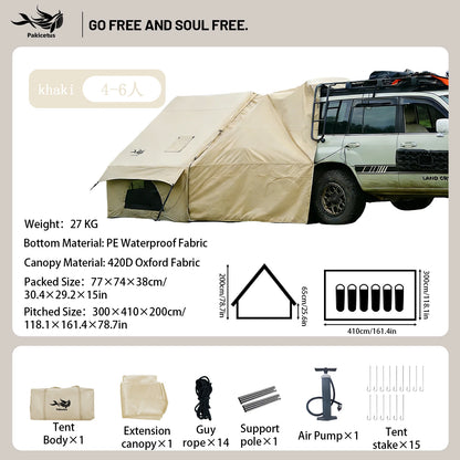Tente de camping gonflable PAKICETUS pour 4 à 8 personnes avec fenêtres, tente de camping portable résistante à l'eau