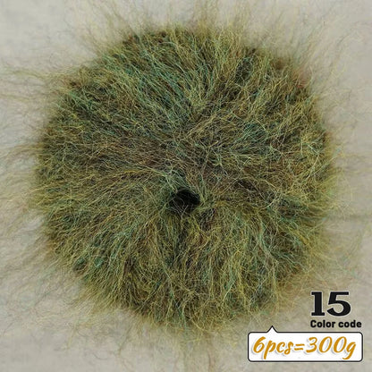 Fil de Mohair d'alpaga coloré à cheveux longs de 300 g, matériel de bricolage fait à la main, aiguilles à tricoter, pull pour femme, manteau, boule de fil de châle, 1 pièce = 6 pièces = 300 grammes