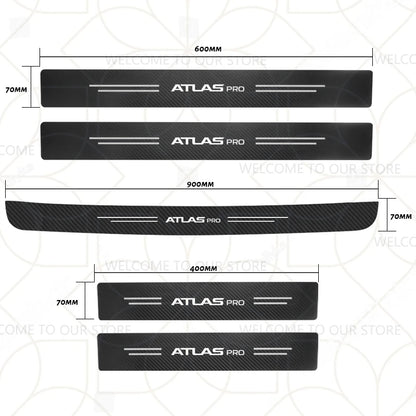 Autocollants de coffre en Fiber de carbone, 4/5 pièces, pour voiture Geely Zeekr LYNK & CO Azkarra Monjaro Atlas Pro Coolray Tugella, décor de seuil de porte