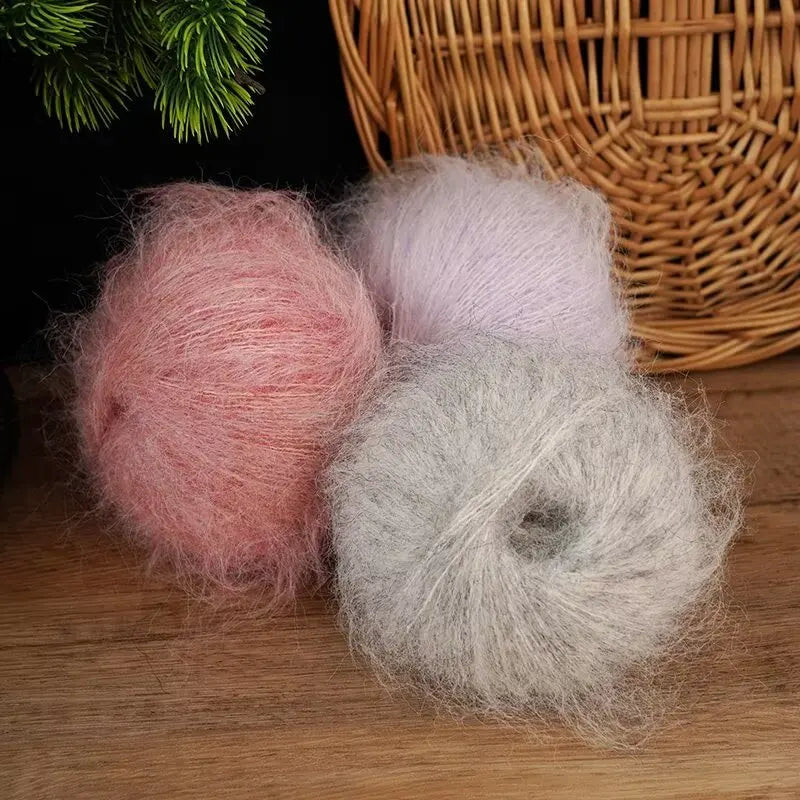 Fil de Mohair d'alpaga coloré à cheveux longs de 300 g, matériel de bricolage fait à la main, aiguilles à tricoter, pull pour femme, manteau, boule de fil de châle, 1 pièce = 6 pièces = 300 grammes