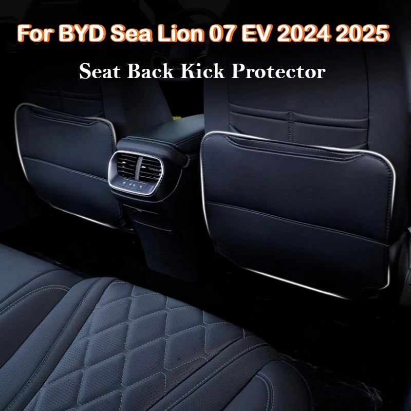 لـ BYD Sea Lion 07 EV 2024 2025 واقي ركل خلفي لمقعد السيارة من الجلد، بساط حماية مضاد للأوساخ والركل، إكسسوارات داخلية