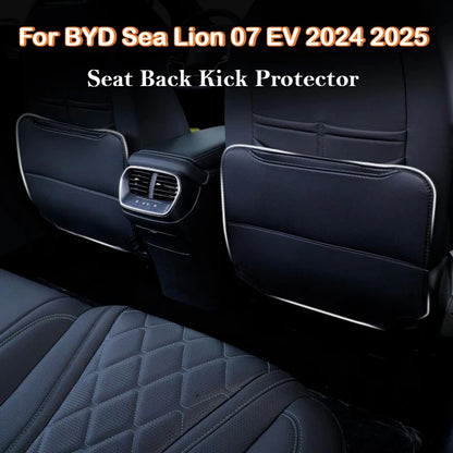 لـ BYD Sea Lion 07 EV 2024 2025 واقي ركل خلفي لمقعد السيارة من الجلد، بساط حماية مضاد للأوساخ والركل، إكسسوارات داخلية