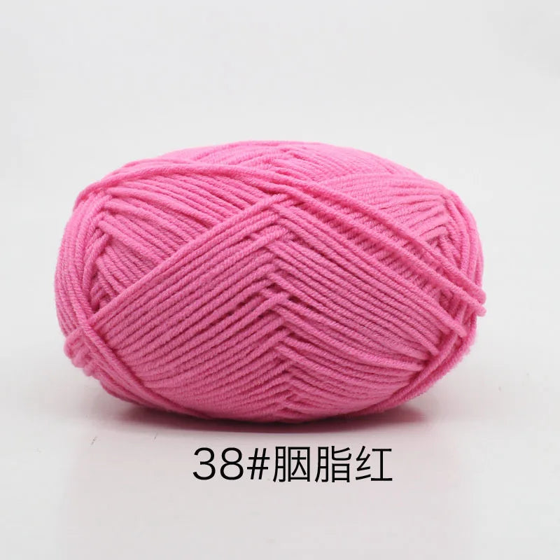 40-50 جم/المجموعة خيوط قطنية حليبية 4 طبقات (80%) للحياكة، صبغة لانا لعمل الكروشيه اليدوي، سترة قبعة دمى بسعر منخفض