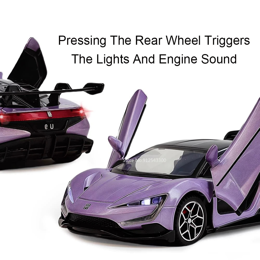 BYD – modèle de voiture de sport U9, échelle 1:32, porte à ciseaux, lumière musicale ouverte, modèles de supercar, cadeau de Collection
