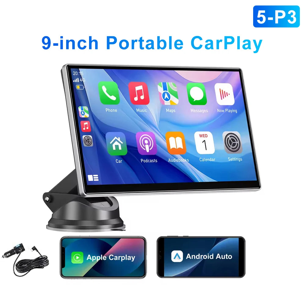 7 "/9" pouces Portable sans fil Carplay Android Auto écran HD autoradio multimédia MP5 lecteur vidéo caméra de recul arrière DVR