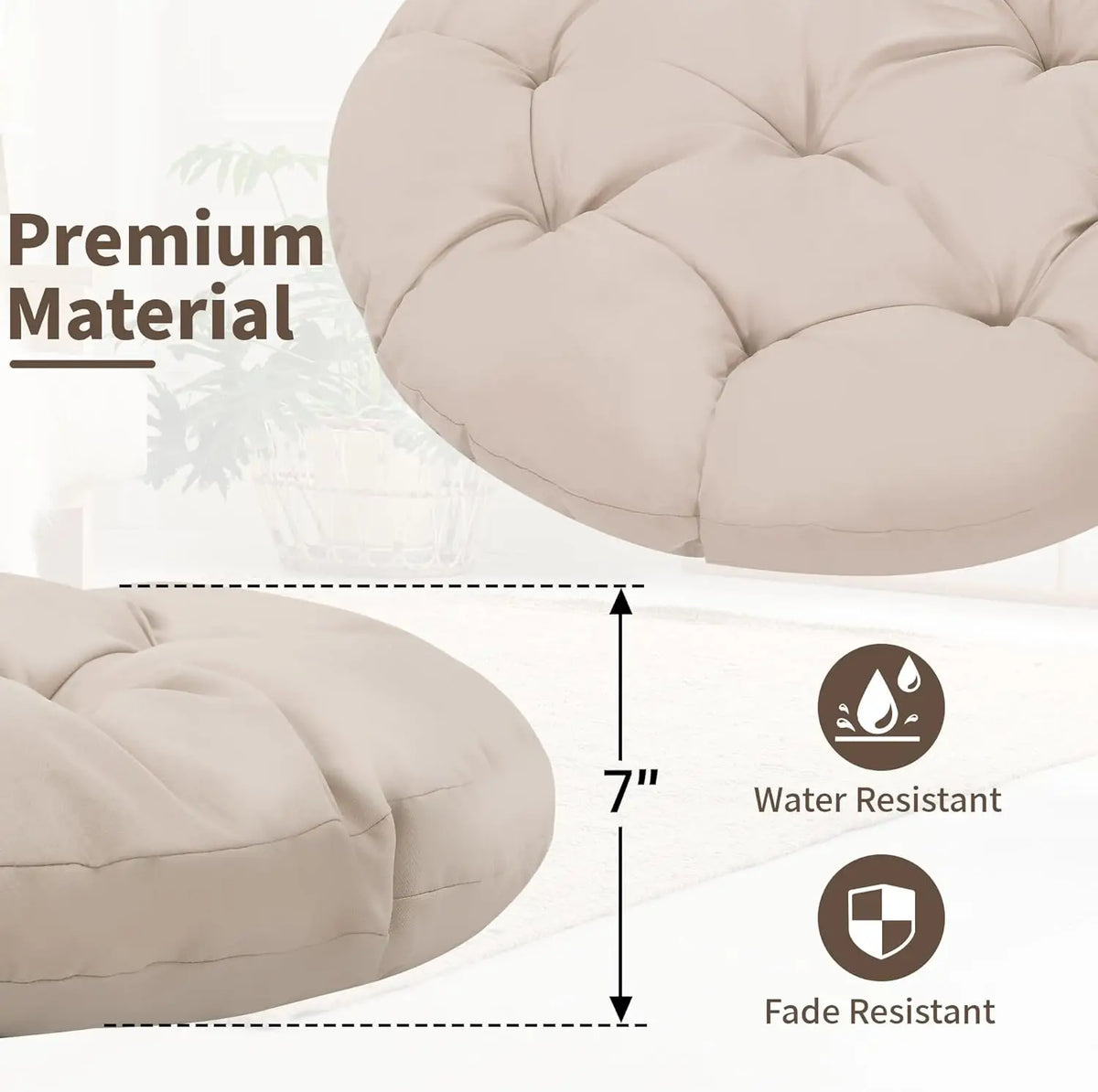 Fauteuil Papasan surdimensionné de 46 pouces avec rotation à 360° °   Fauteuil pivotant, cadre en rotin imperméable et coussin épais pour adultes