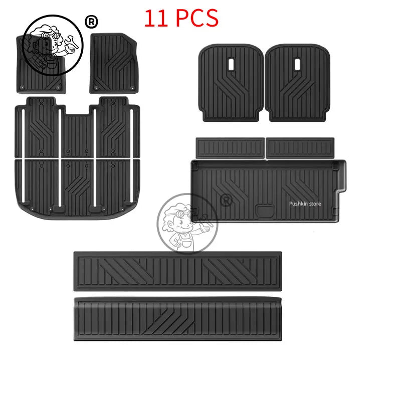 Tapis de sol de voiture pour Zeekr 9X 2025 2026, tapis de coffre en TPE et doublure de chargement, tapis de coffre toutes saisons, accessoires de doublure de sol
