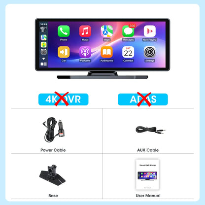 10.26 ''4K ADAS Dashcam voiture DVR Android Auto Carplay écran automobile système Intelligent enregistreur vidéo moniteur caméra de recul