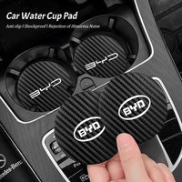 Tapis de dessous de verre en cuir pour voiture, 2 pièces, Anti-bruit, antidérapant, pour tasse d'eau BYD Atto 3 Yuan Plus Han Tang EV F3 E6 Dmi Song F0 Qin Pro G3