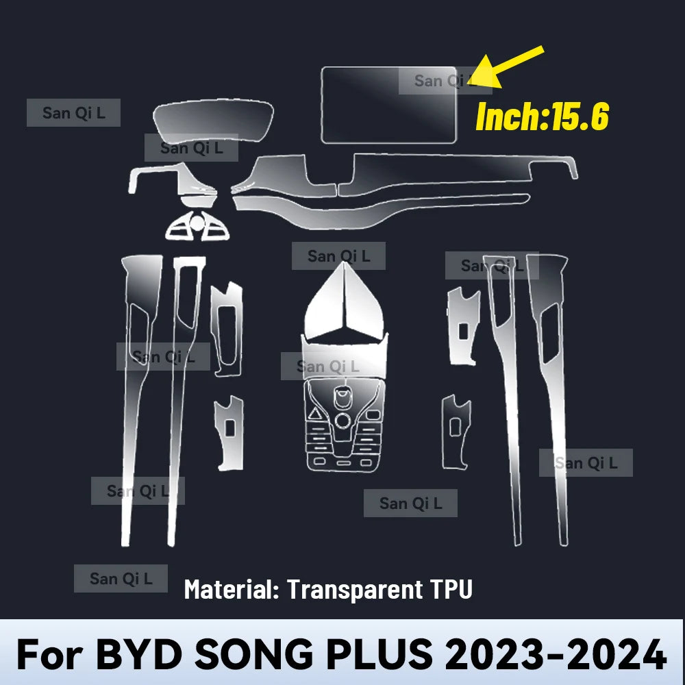 Film d'écran de Navigation de voiture en TPU, autocollant de protection anti-rayures pour BYD SONG Plus EV DMi 2023 2024, accessoires d'intérieur