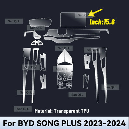 Film d'écran de Navigation de voiture en TPU, autocollant de protection anti-rayures pour BYD SONG Plus EV DMi 2023 2024, accessoires d'intérieur