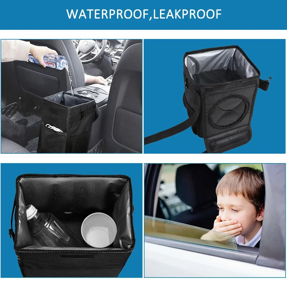 Poubelle de voiture étanche, organisateur automatique Acessórios, décharge Lixo, Bolsos de armazenamento de carros, fermeture éclairable, portable