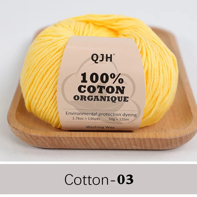QJH 100% fil de coton, fil de poids de Sport pour bébé en coton, fil Amigurumi, fil doux d'été, fil au Crochet/à tricoter-6 pièces