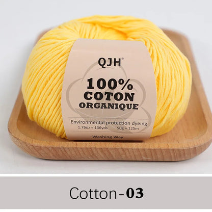 QJH 100% fil de coton, fil de poids de Sport pour bébé en coton, fil Amigurumi, fil doux d'été, fil au Crochet/à tricoter-6 pièces