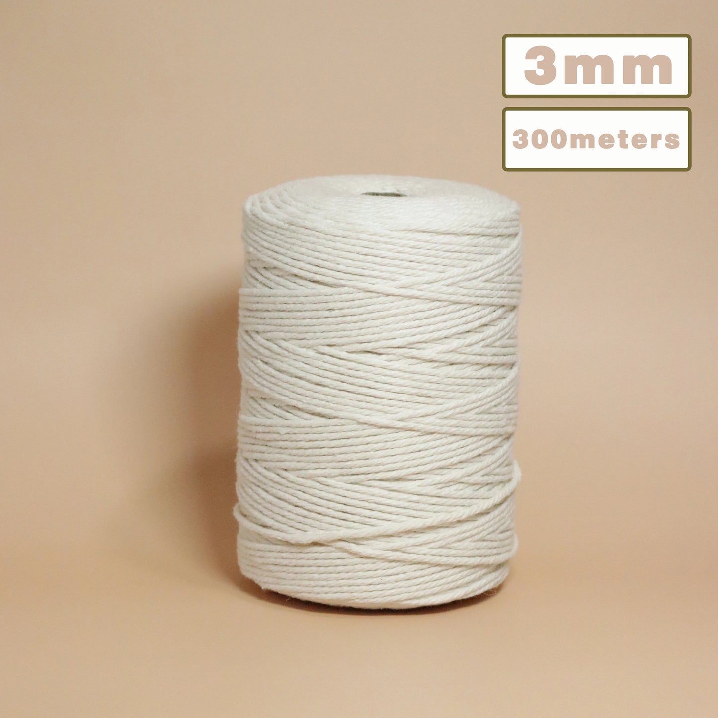 Cordon de macramé en coton 100% naturel, 4mm, cordon artisanal pour bricolage, cintres pour plantes à tricoter, décoration de noël et de mariage, Beige