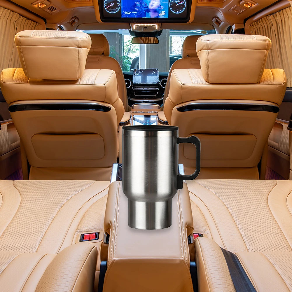 Tasse chauffante pour voiture de 450ml, bouilloire électrique de voyage en acier inoxydable, tasse chauffante pour voiture 12V pour chauffer l'eau, café, lait, thé