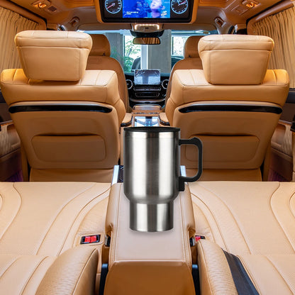 Tasse chauffante pour voiture de 450ml, bouilloire électrique de voyage en acier inoxydable, tasse chauffante pour voiture 12V pour chauffer l'eau, café, lait, thé