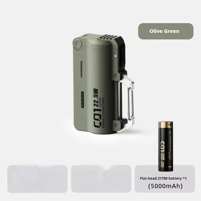 DOKIY 22.5W Super compartiment de batterie 5000mAh charge rapide batterie externe avec boucle à crochet 21700 Li-ion batterie chargeur Portable