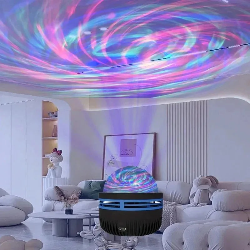 Projecteur LED Ciel Étoilé RGB Galaxie Lampe d'Ambiance Projection Noël Halloween Télécommande 7 Couleurs Rotation Automatique Maison