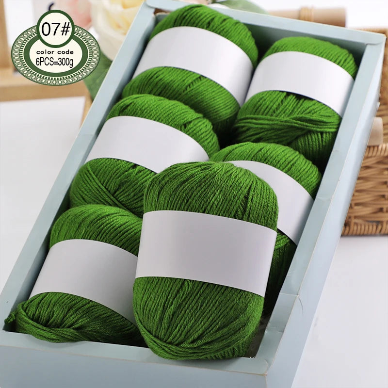 Fil de mélange de soie de luxe 6 pièces/ensemble, 50g chacun, fil à tricoter doux adapté aux pulls, couvertures et écharpes pour bébé, plusieurs couleurs