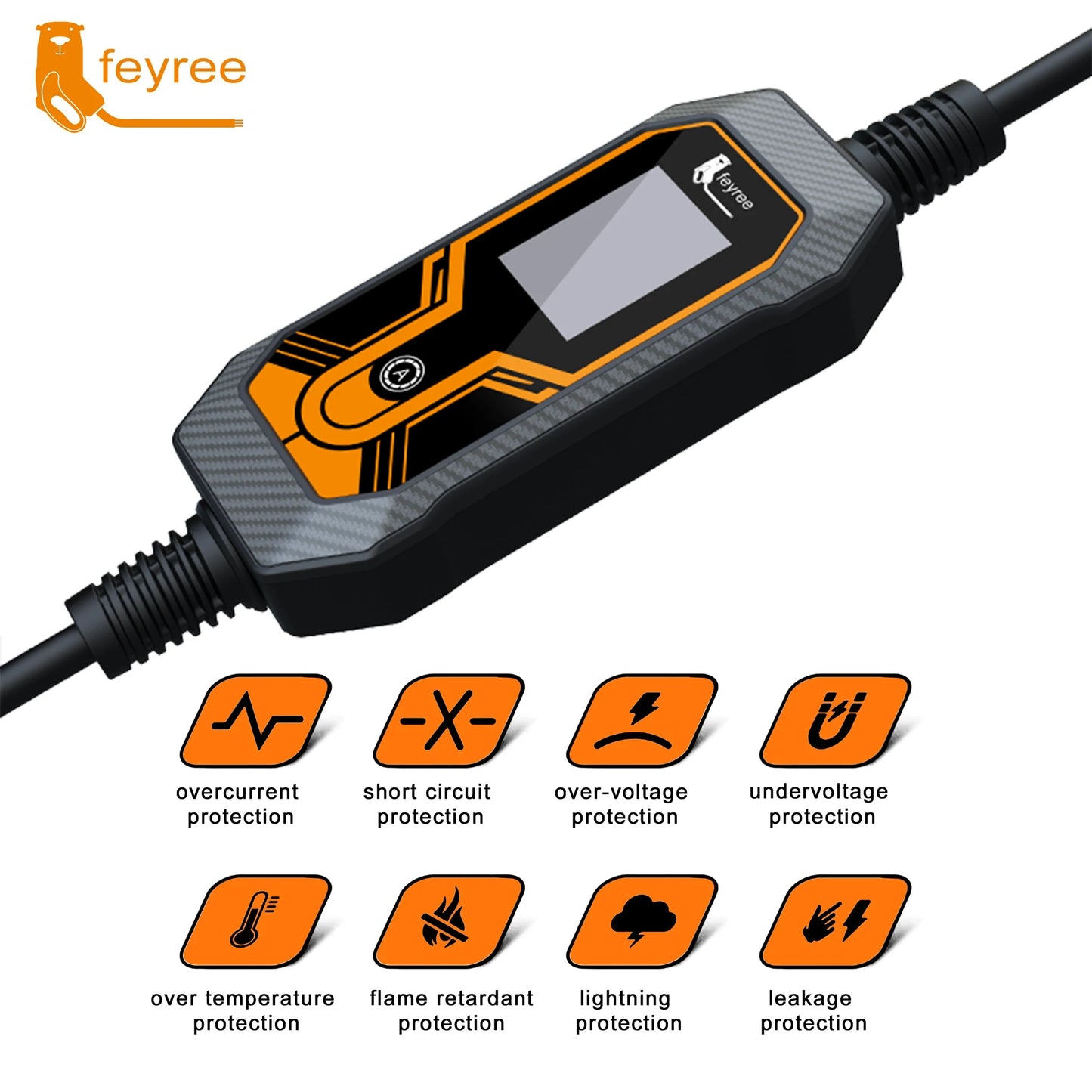 Fey123-Chargeur portable pour voiture électrique, câble VOPE2, boîtier de charge EVSE, câble de 5m, prise CEE mâle, 16A, 3 phases EV, 32A, 7KW, 11KW