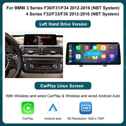 Écran d'affichage multimédia sans fil CarPlay Android Auto, 10.25'12.3', pour BMW série 1 2 3 4 F20 F21 F22 F30 F31 F32 F33