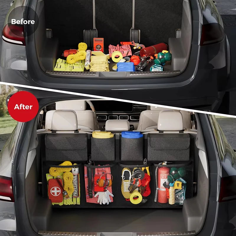 Sac de rangement multifonctionnel pour coffre de voiture SUV, sac suspendu à dossier, organisateur d'articles décoratifs pour l'intérieur du véhicule