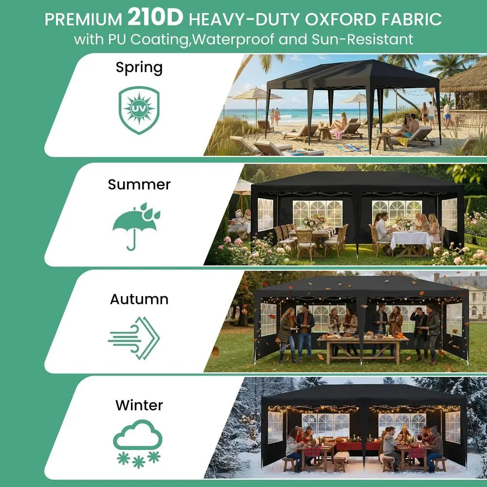 Tente de réception pliante avec 6 parois latérales, tente de mariage extérieure imperméable UV50, abri événementiel commercial, gazebo