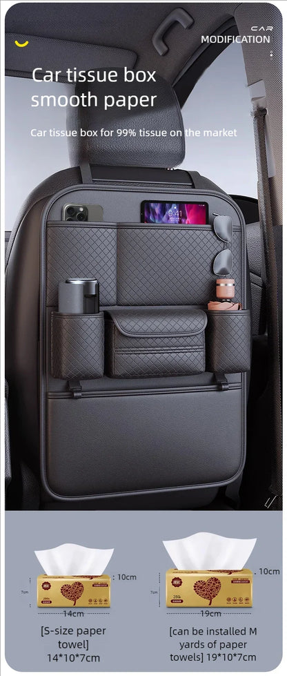 Organisateur de dossier de siège de voiture multifonctionnel, sac de rangement de siège arrière multi-poches de grande capacité, tapis Anti-coup résistant à l'usure