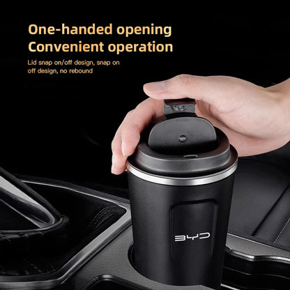 Tasse à café de voiture de 380ML, tasse thermique de voyage en acier inoxydable pour BYD Qing E3 Atto 3 E6 Tang F3 D1 chanson Yuan E2 E1 I3 G3 M6 F3R E9 S8
