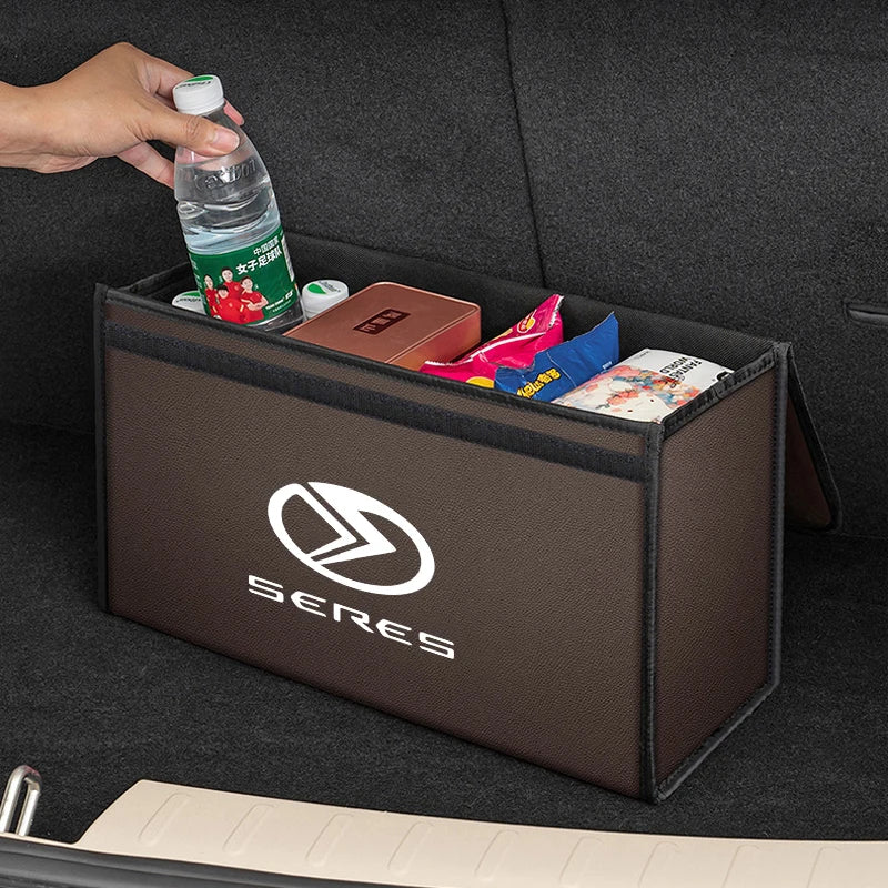 Boîte de rangement de coffre de voiture en cuir pliable en Fiber de carbone pour série 7 série 5 série 8 9 2025 M7 M5, sac de rangement automatique, accessoires