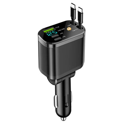 Chargeur de voiture rétractable 5 en 1, 120W, avec lumière étoilée, adaptateur allume-cigare Super rapide pour iPhone Huawei Samsung
