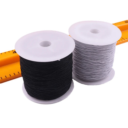 Fil à Coudre artificiel astique en Polyester, Blanc et Noir, Accessoire pour Perles, 200m