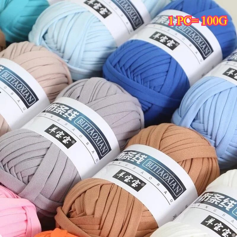 خيط حياكة للتي شيرت، 100 جرام، لحقيبة الكروشيه، قبعة، نعال، كوستر، خيط بطانية، خيط بوليستر منسوج ناعم، خيط سميك وناعم