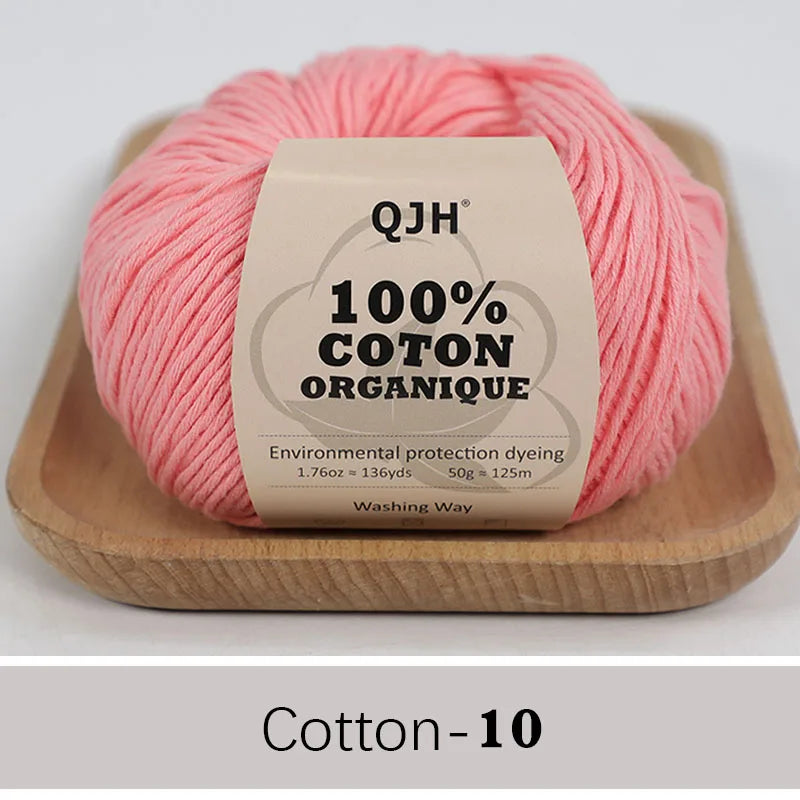 QJH 100% fil de coton, fil de poids de Sport pour bébé en coton, fil Amigurumi, fil doux d'été, fil au Crochet/à tricoter-6 pièces