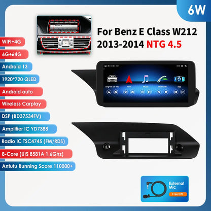 Autoradio Android 13 de 10.25 Pouces avec Lecteur de Limitation 4G Carplay, pour Mercedes Benz W212 Classe E NTG 4.0 4.5 5.0 E200 E230 E260 E300 S212